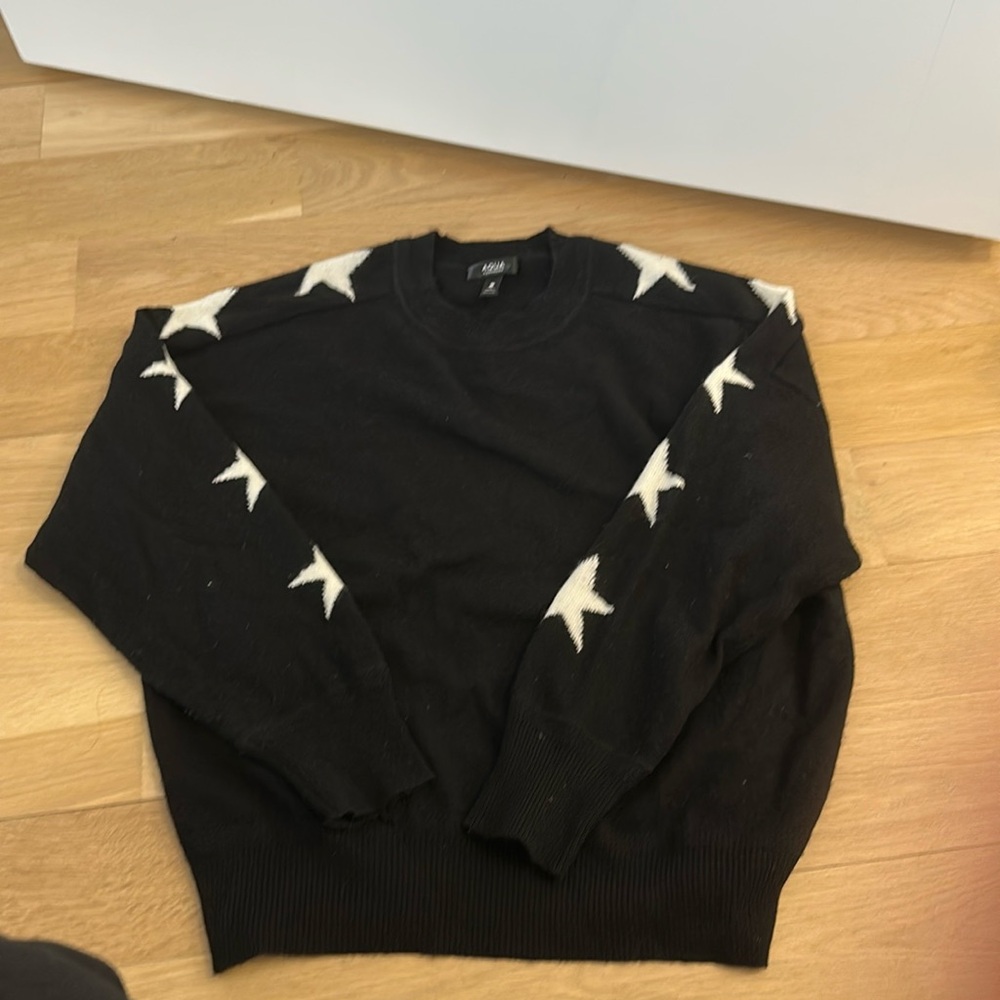 Aqua cashmere sweater with stars